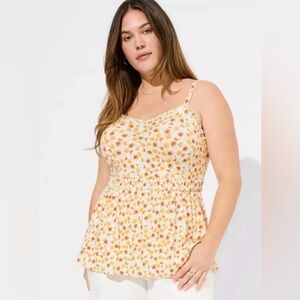 NWT Torrid Super Soft Sweetheart Ruched Babydoll Top 1X Sleeveless Floral